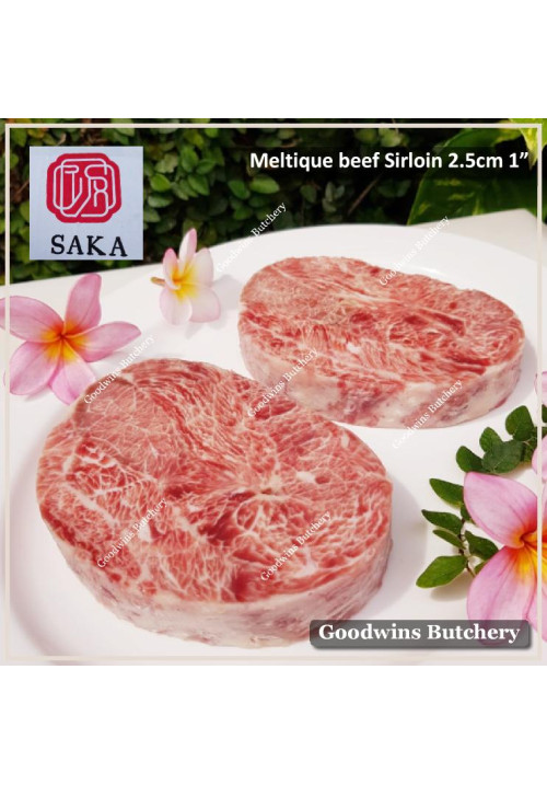 Beef Sirloin AUSTRALIA MELTIQUE wagyu alike (Striploin / New York Strip / Has Luar) frozen SAKA STEAK 2.5cm 1" (price/pc 350g)